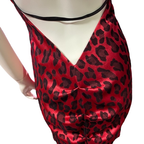 LE CHÂTEAU NWT RED ANIMAL PRINT HALTER TOP LOW-CUT BACK DRESS Size XL - Picture 5 of 16